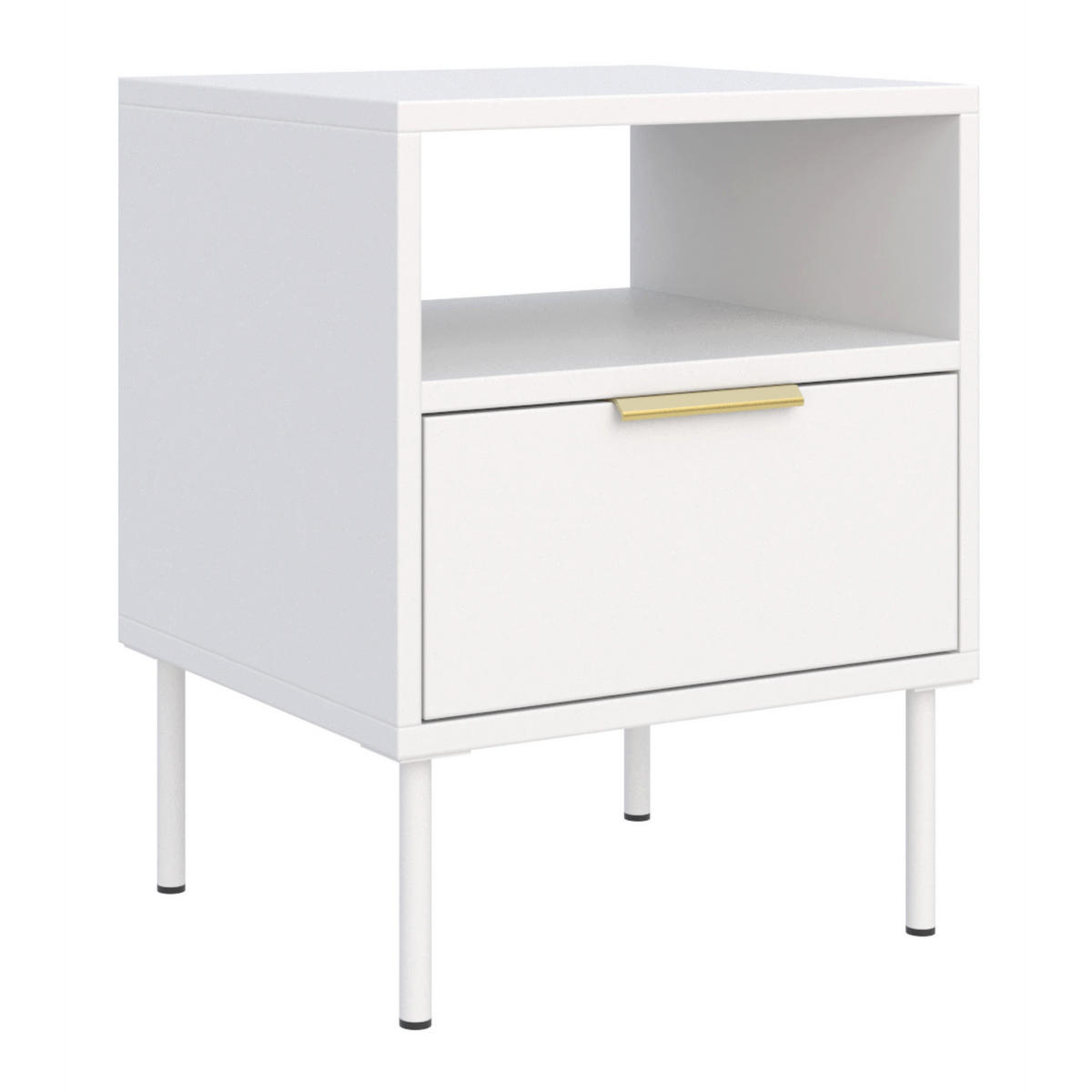 NACHTTISCH VENA Weiß 45 cm - Goldfarben/Weiß, Holzwerkstoff/Kunststoff (45/54/40cm) - Selsey