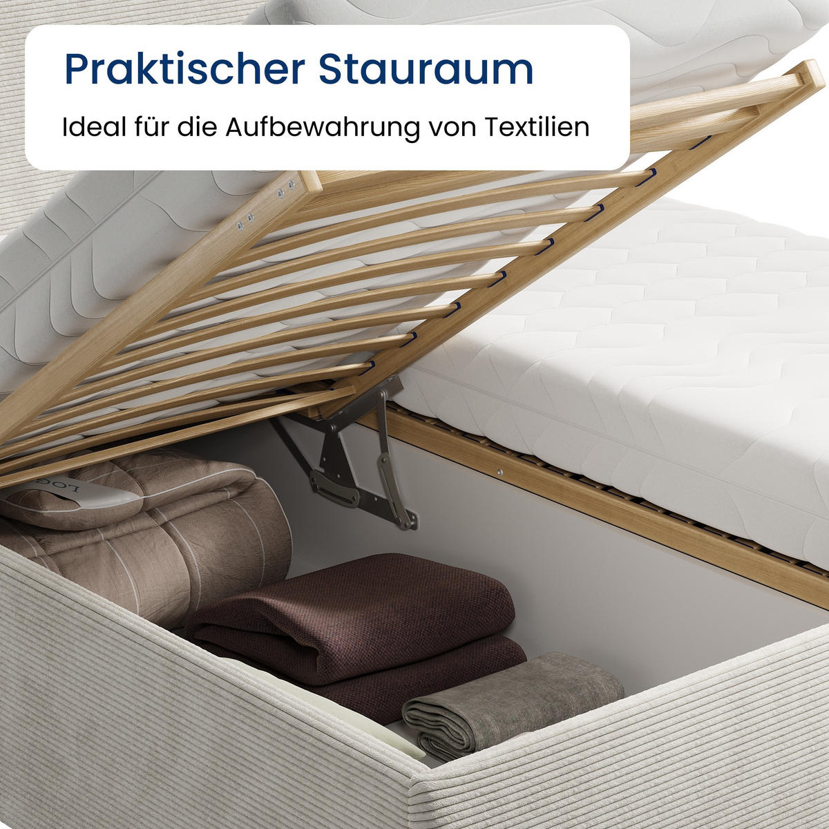 POSLTERBETT 200x200 cm in Hellbeige - Beige, Holzwerkstoff/Textil (200/200cm) - Home Collective
