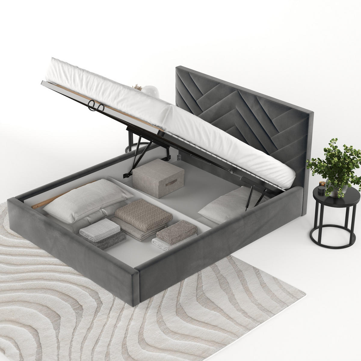 POLSTERBETT Arco 180/200 cm Anthrazit im Paros Stoff - Anthrazit/Schwarz, Holz/Holzwerkstoff (180/200cm) - AltaBeds