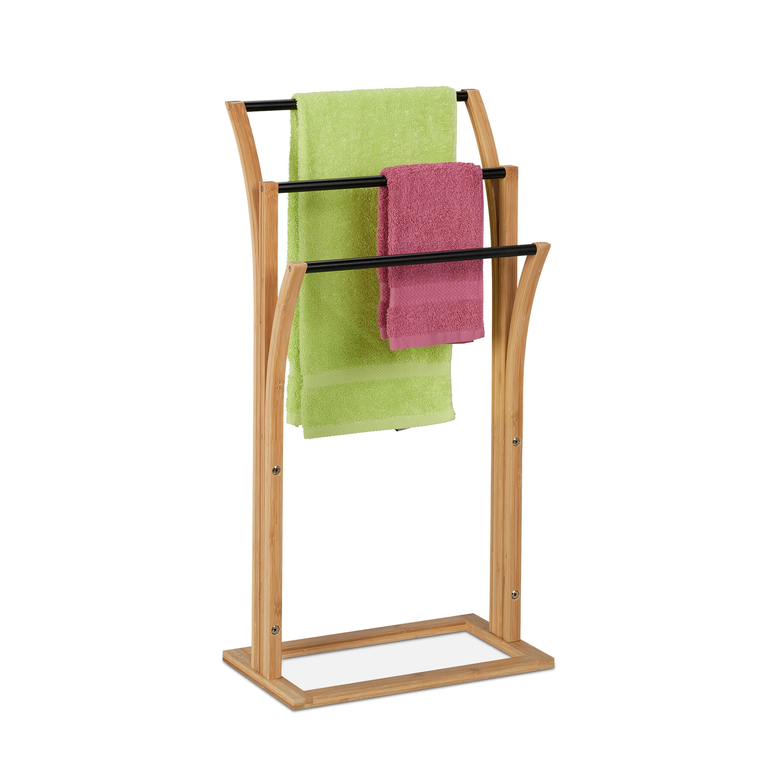 HANDDUKSST&Auml;LL Natur Svart bambu Ljusbrun 82/42/24 cm