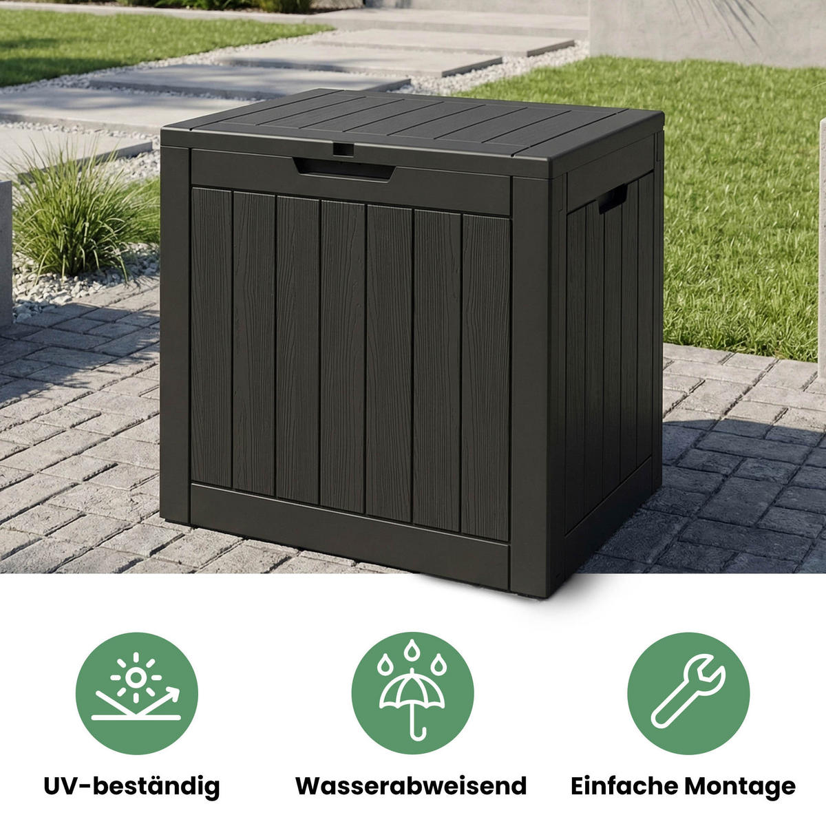 GARTENBOX 117L Schwarz - Schwarz, Kunststoff (56/53.2/43.1cm) - Akord