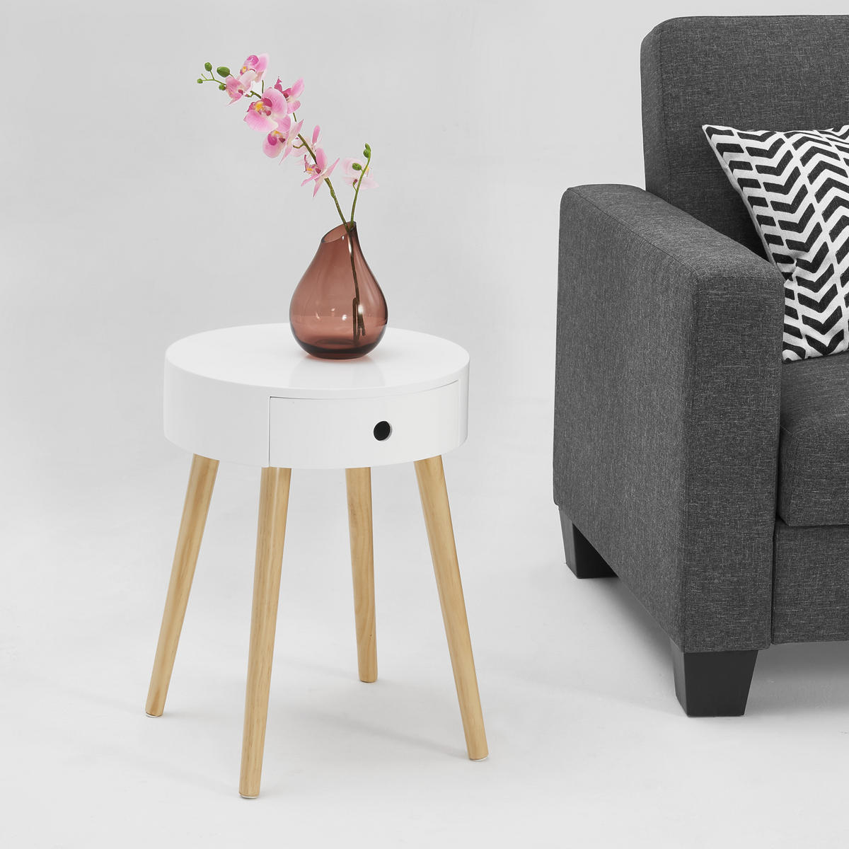 NOČNÍ STOLEK Aurich - bílá, kompozitní dřevo (38/50/38cm) - [en.casa]