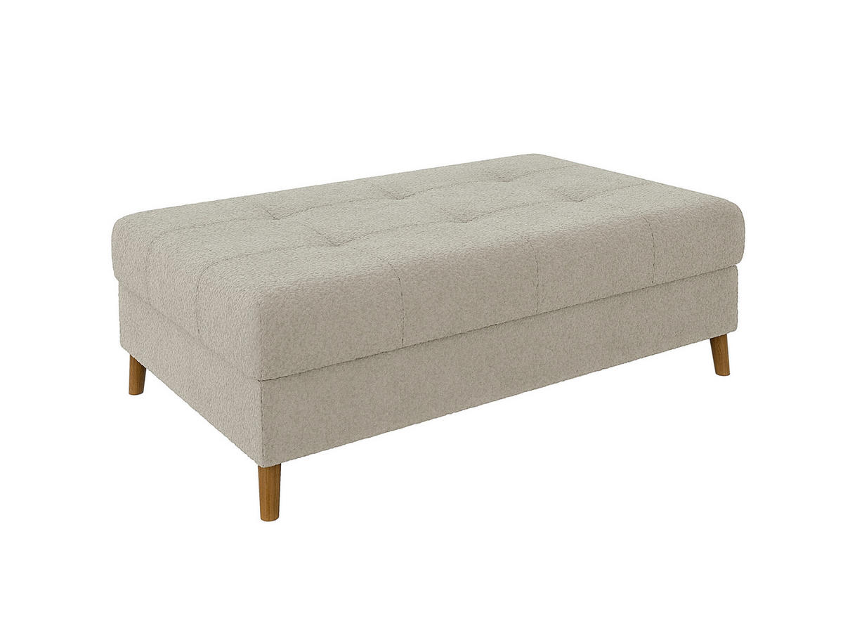 HOCKER Henrik Beige Boucle - Beige/Braun, Holz/Textil (118/40/73cm) - S-Style Möbel
