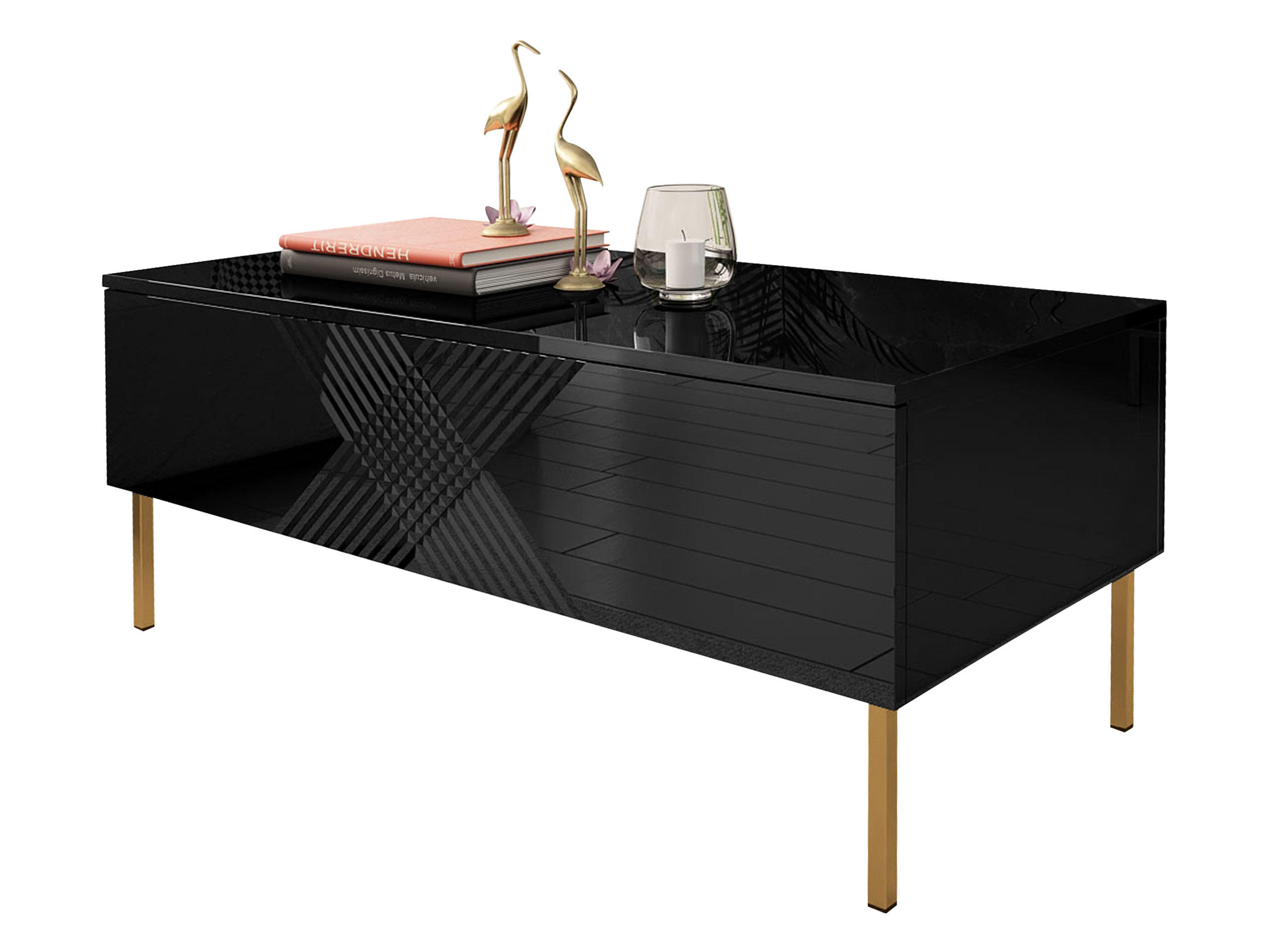 COUCHTISCH Exito 120 - Goldfarben/Schwarz, Holzwerkstoff/Metall (55/120/49cm) - MIRJAN24