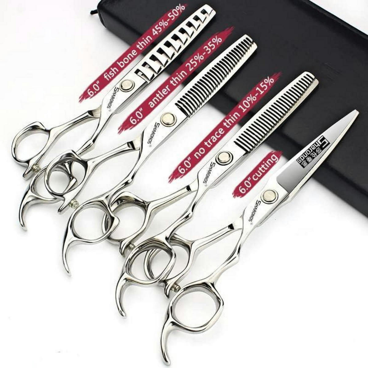 FRISEURSCHERE 6 Zoll 4-teiliges Set Edelstahl - Silberfarben, Metall (5/1/15.2cm)