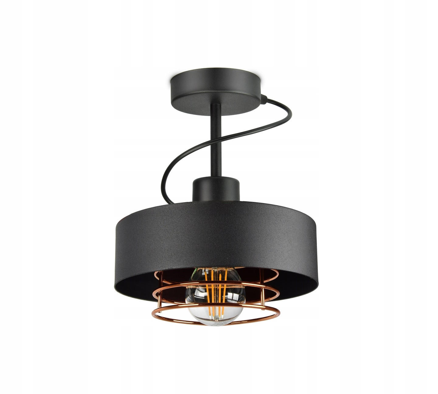 DECKENLEUCHTE EDISON - Goldfarben/Schwarz, Metall (20/20/24cm) - kiki design