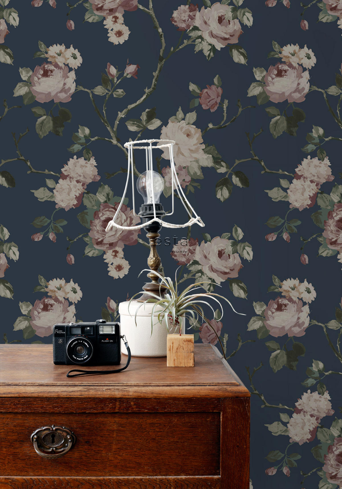 TAPETE Blumenmuster 53 cm x 10.05 m - Blau, Papier (53/1000cm) - ESTAhome