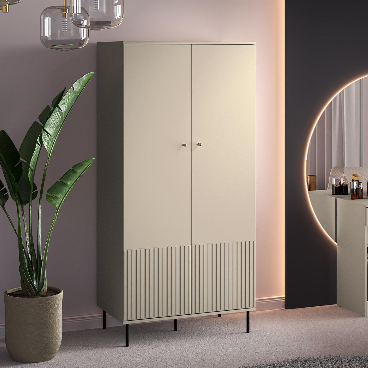 SCHRANK 2 Türen Nova Beige - Beige, Holzwerkstoff (92/190/53cm) - Petits-meubles