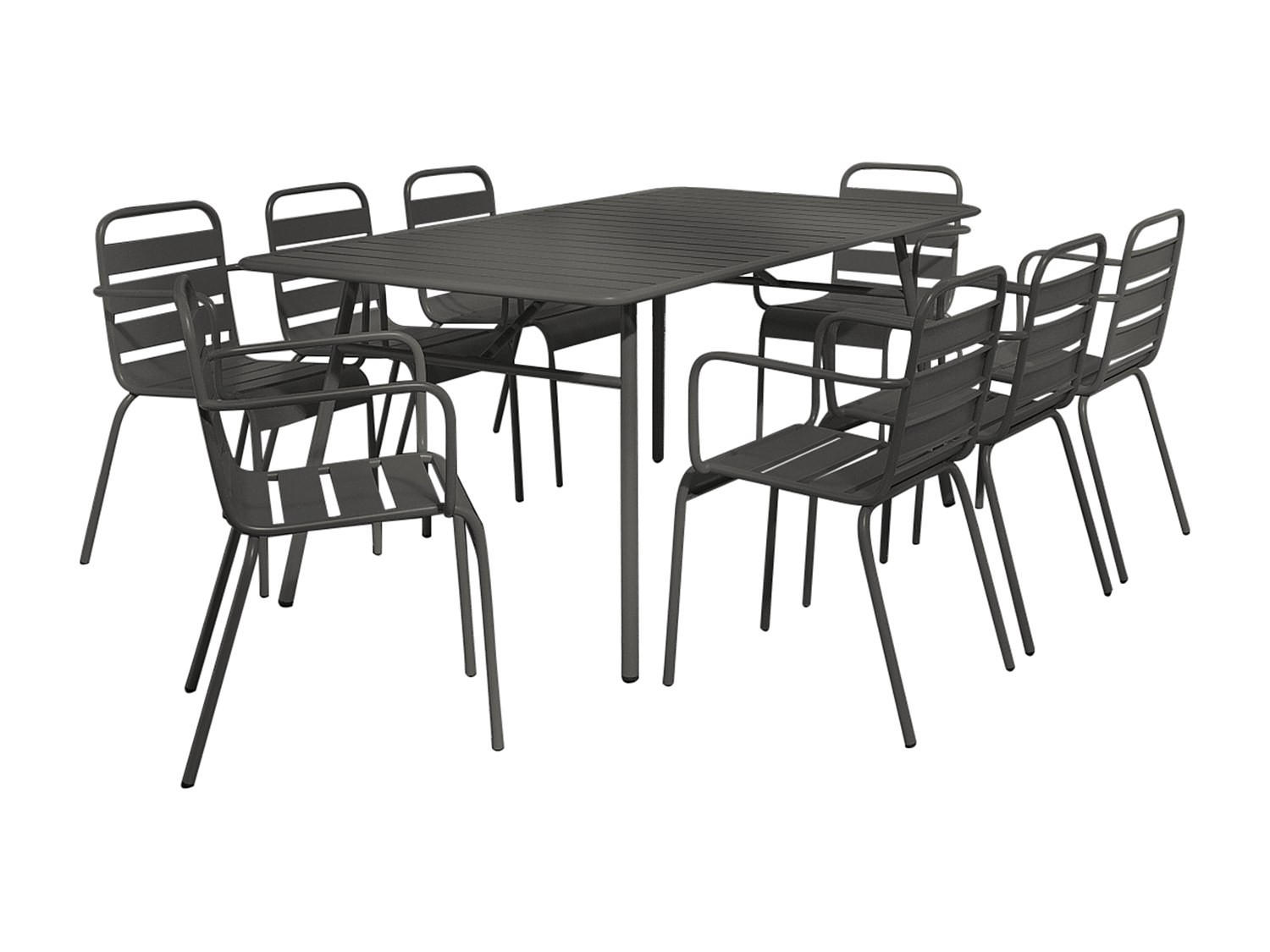 GARTENESSGRUPPE im Set - 8 -Sitzer - Stahl - anthrazitgrau - MIRMANDE - Anthrazit, Metall - Vente-Unique