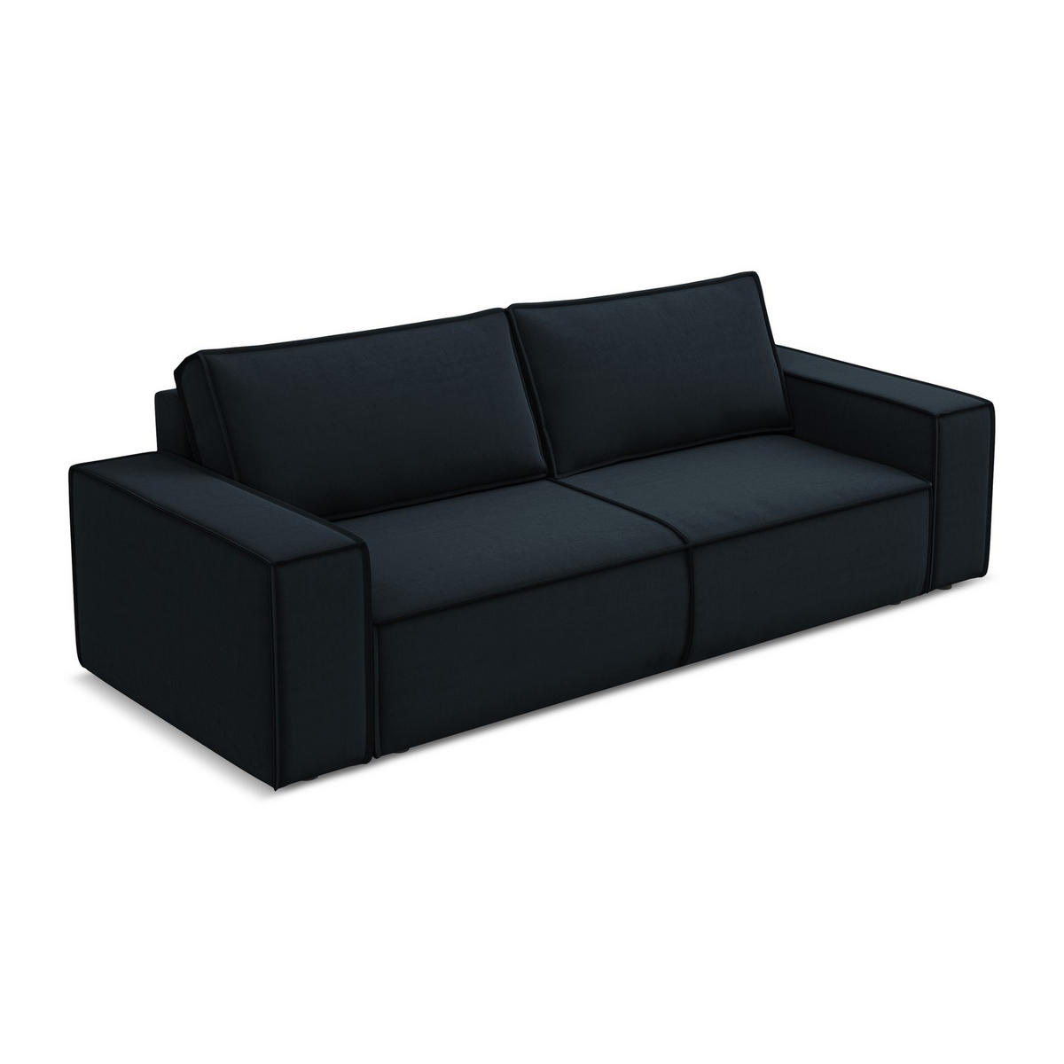 3-SITZER SOFA mit Schlaffunktion Samt Stoff Blau - Blau/Schwarz, Kunststoff/Textil (255/85/105cm) - LaMiaSofa
