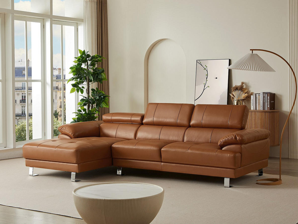 ECKSOFA - Premium-Leder - Ecke Links - Karamell - EXCELSIORA - Braun, Leder (265/165cm) - Vente-Unique