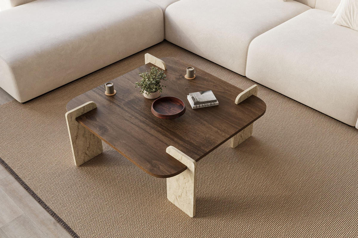 COUCHTISCH afrolli Braun - Braun, Holz (90/90/35cm) - Habitat Garten