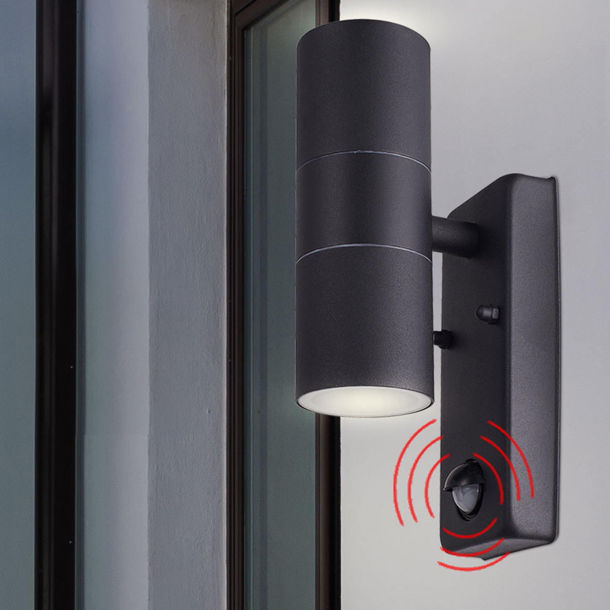 WANDLEUCHTE Alu-Druckguss Schwarz 2er Set - Schwarz, Glas (7.5/22/11.5cm)