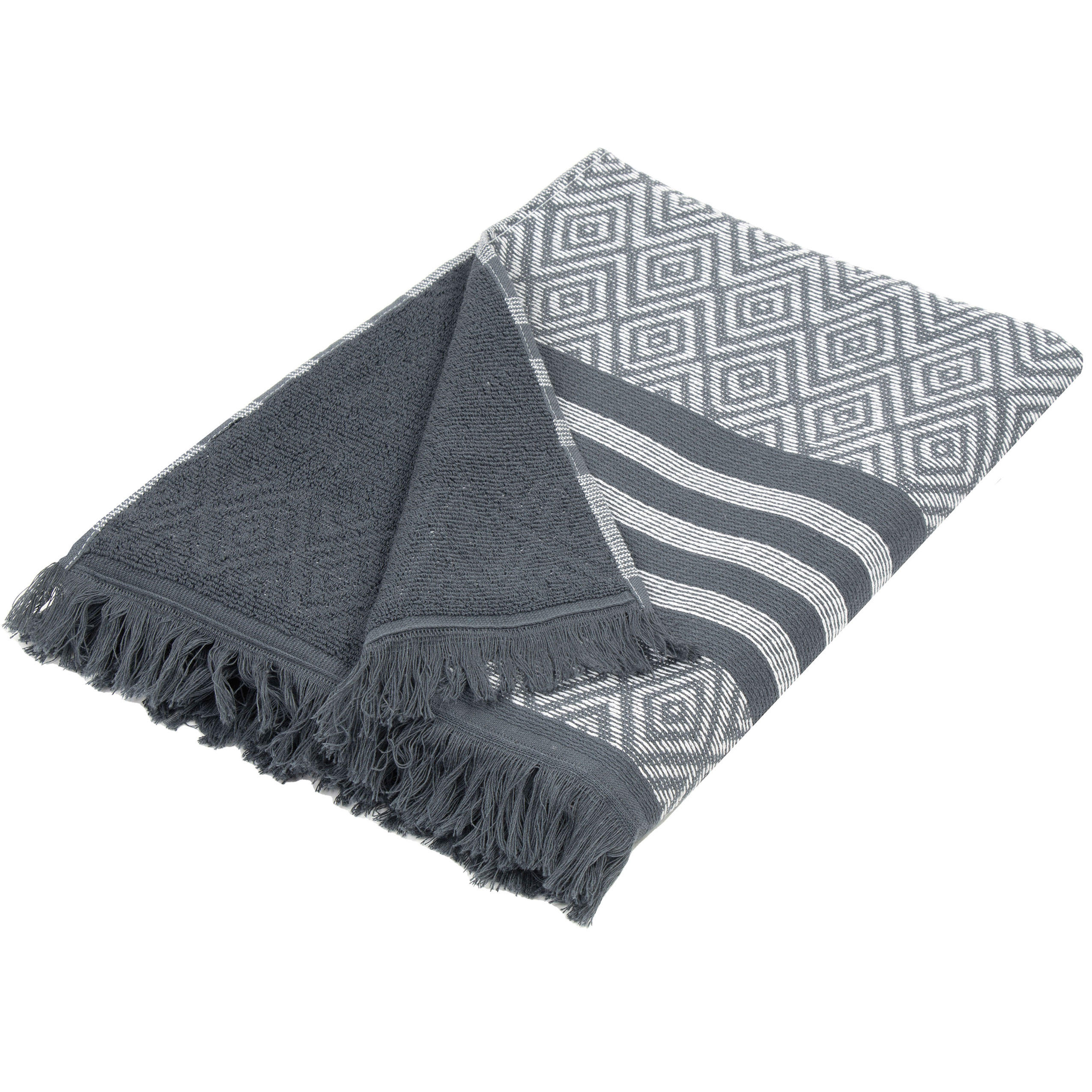 STRANDTUCH, 90x160 cm, 100% Baumwolle, Grau - Anthrazit, Textil (90/160cm) - Zollner