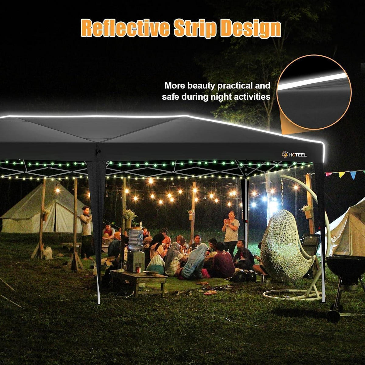 FALTPAVILLON 3x6 Schwarz Wasserdicht Stabil mit 6 Seitenwänden - Schwarz, Metall (300/270/600cm)