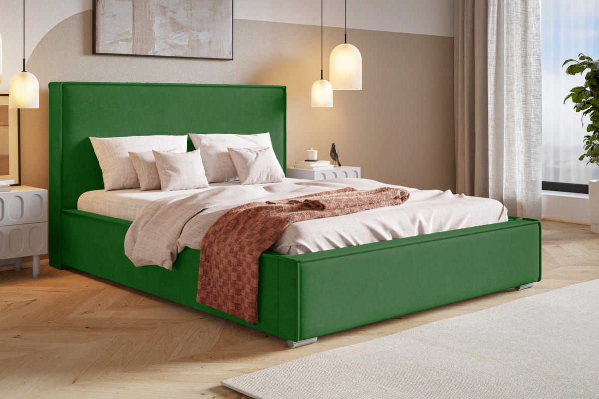 POLSTERBETT 160x200 Sydney mit Bettkasten, Grün - Grün, Holz/Textil (160/200cm) - Emporius
