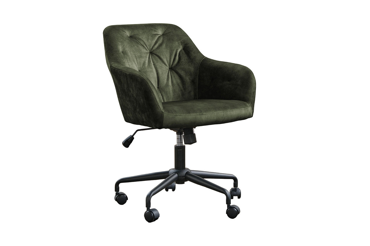 BÜROSTUHL KAYA Grün Velvet - Schwarz/Grün, Textil (64/79/61cm) - KAWOLA