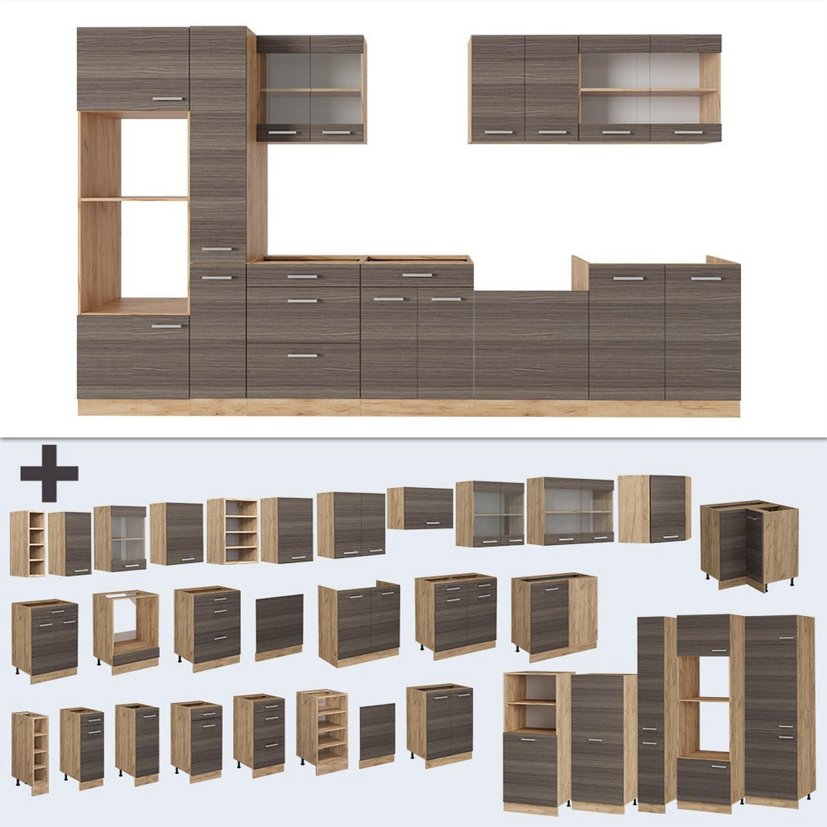 Honigeiche/Grau, Holzwerkstoff (350/81.6/60cm) - Vicco