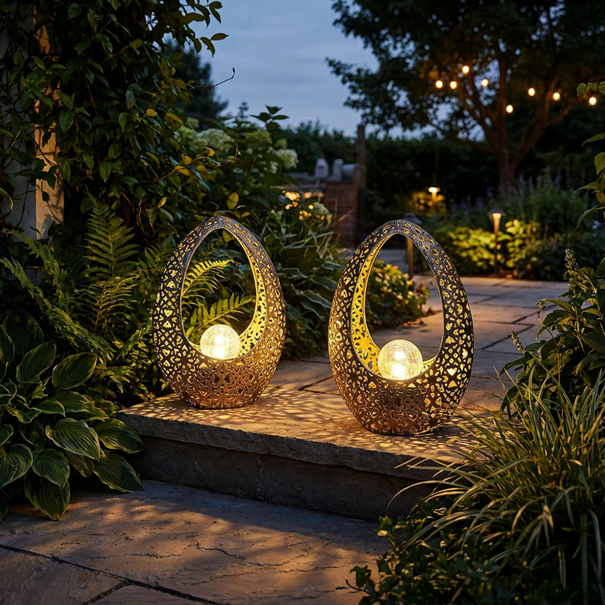 LED AUSSENLEUCHTE Bronze gemustert 2er Set - Bronzefarben, Glas (21.5/9.5/27.5cm) - Globo Lighting