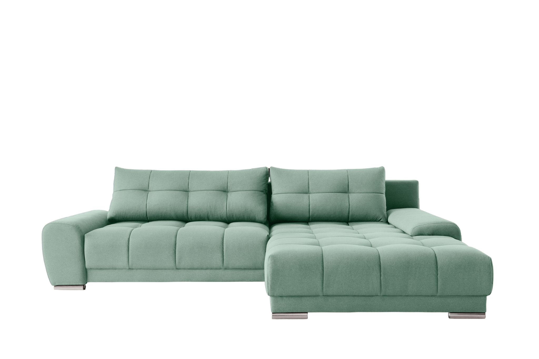 ECKSOFA WAVE Mit Schlaffunktion, Stoff SORO, Mintz Rechts - Mintgrün, Holz (281/105cm) - Kaiser Möbel