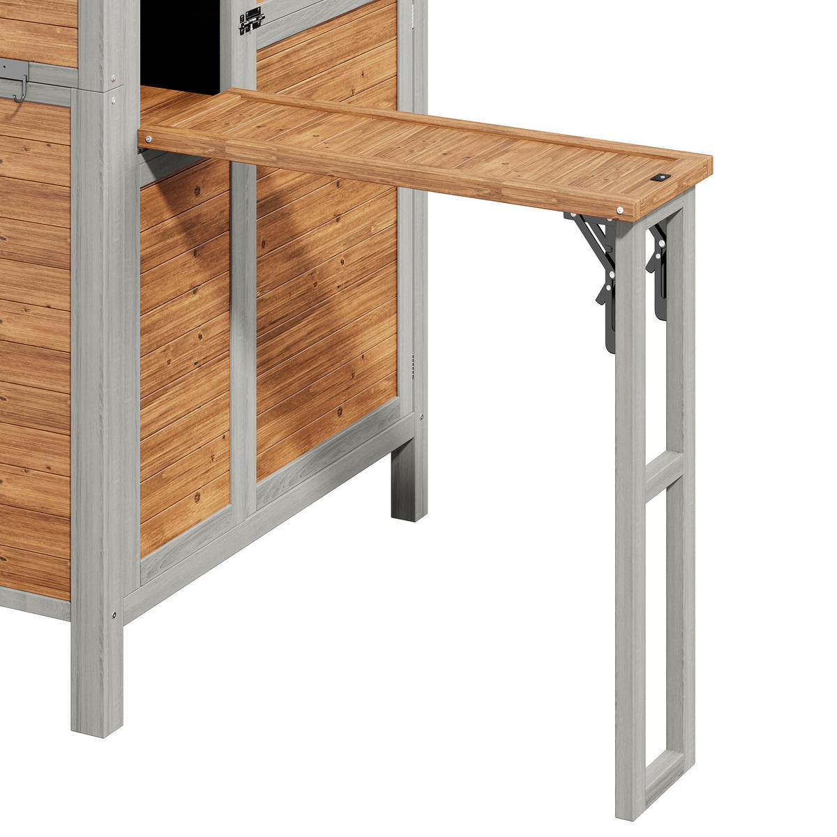 GARTENSCHRANK Tannenholz mit ausklappbarer Arbeitsplatte - Braun, Holz (46/160/86cm) - ComfortXL