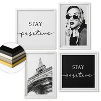 WANDBILDER 4er-Set - 50x50 cm & 40x60 cm Weißer Rahmen - Porträts, Eiffelturm-Slogans - Weiß, Kunststoff (50/50cm) - ArtPrintCave