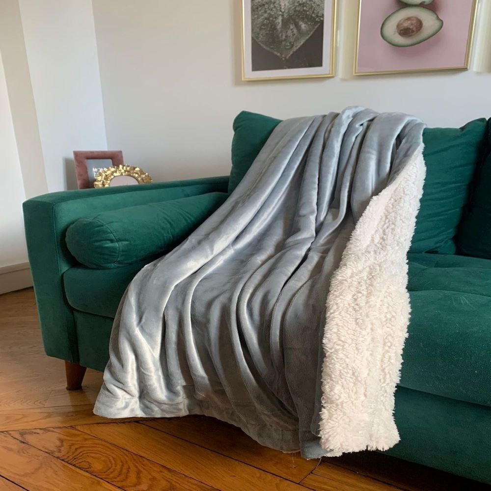 PLAID gefüttert in Schafsoptik Hellgrau 130 x 170 - Grau, Textil (130/170cm) - LE COMPTOIR DE LA PLAGE