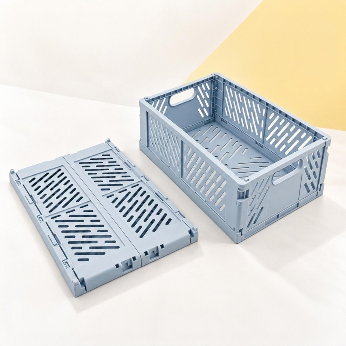 SKLÁDACÍBOX Světle modrá sada-4 - světle modrá, plast (29/12/21cm) - Relaxdays