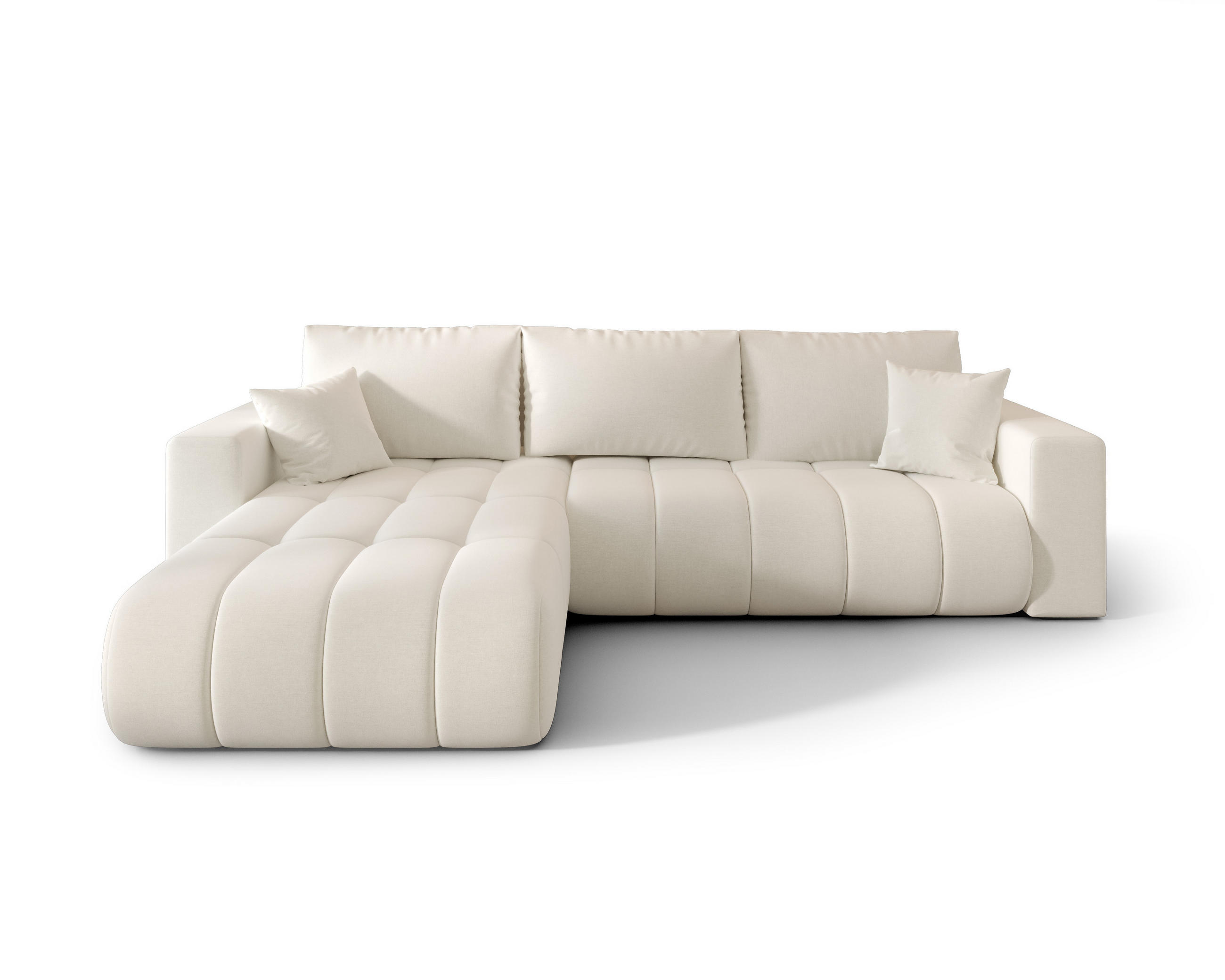 ECKSOFA ARDEN Samt Ecru L - Links - Ecru, Textil (175/280cm) - Luxkor24
