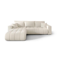 ECKSOFA ARDEN Samt Ecru L - Links - Ecru, Textil (175/280cm) - Luxkor24