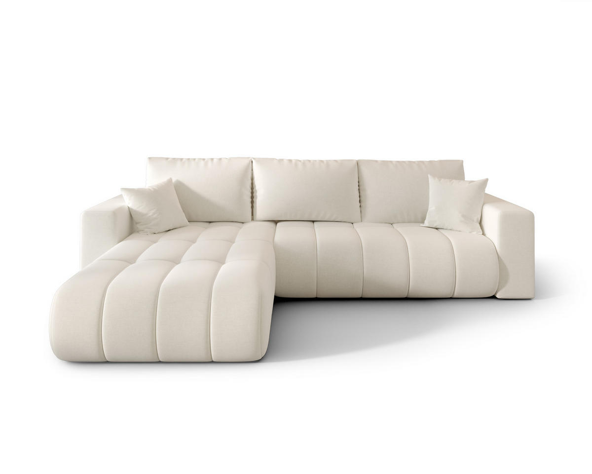 ECKSOFA ARDEN Samt Ecru L - Links - Ecru, Textil (175/280cm) - Luxkor24
