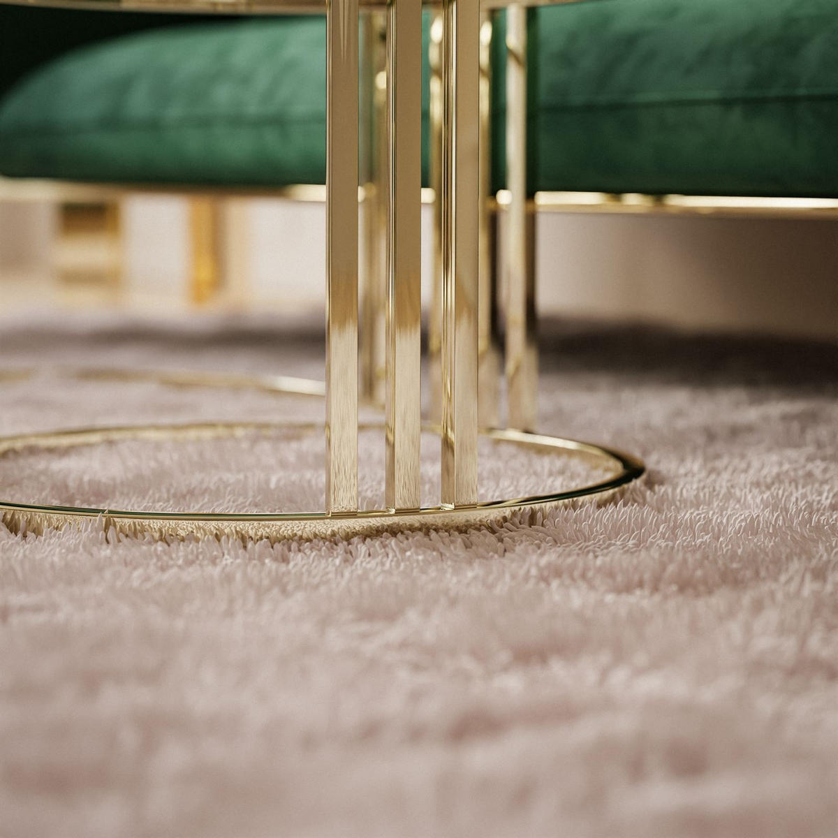 COUCHTISCH 2 in 1 LORI GLASS verchromt gold - Goldfarben/Weiß, Glas (70/70/48cm) - Lookway