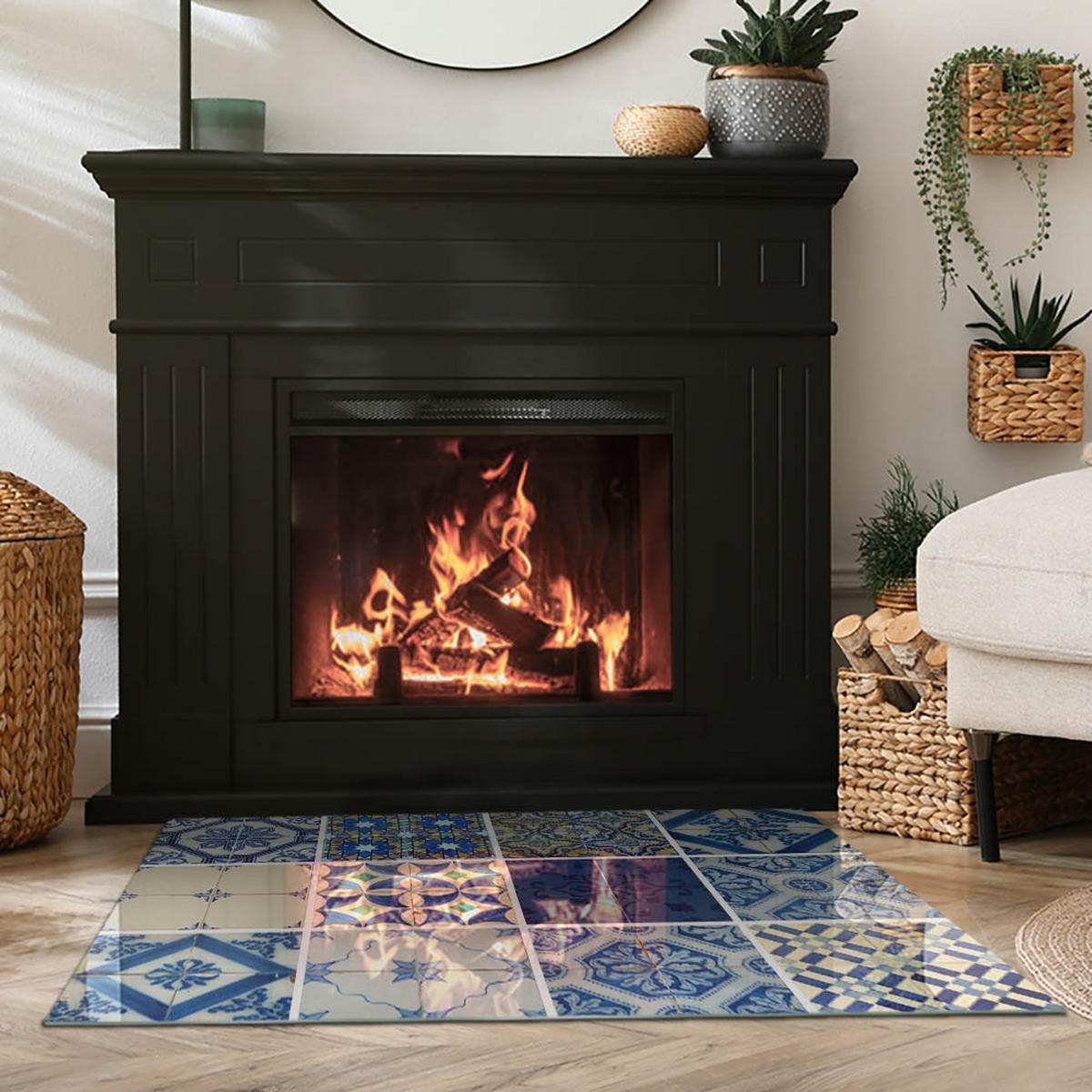 GLASPLATTE für Kamin 100x70 cm - Blau, Glas (100/70/0.4cm) - TULUP