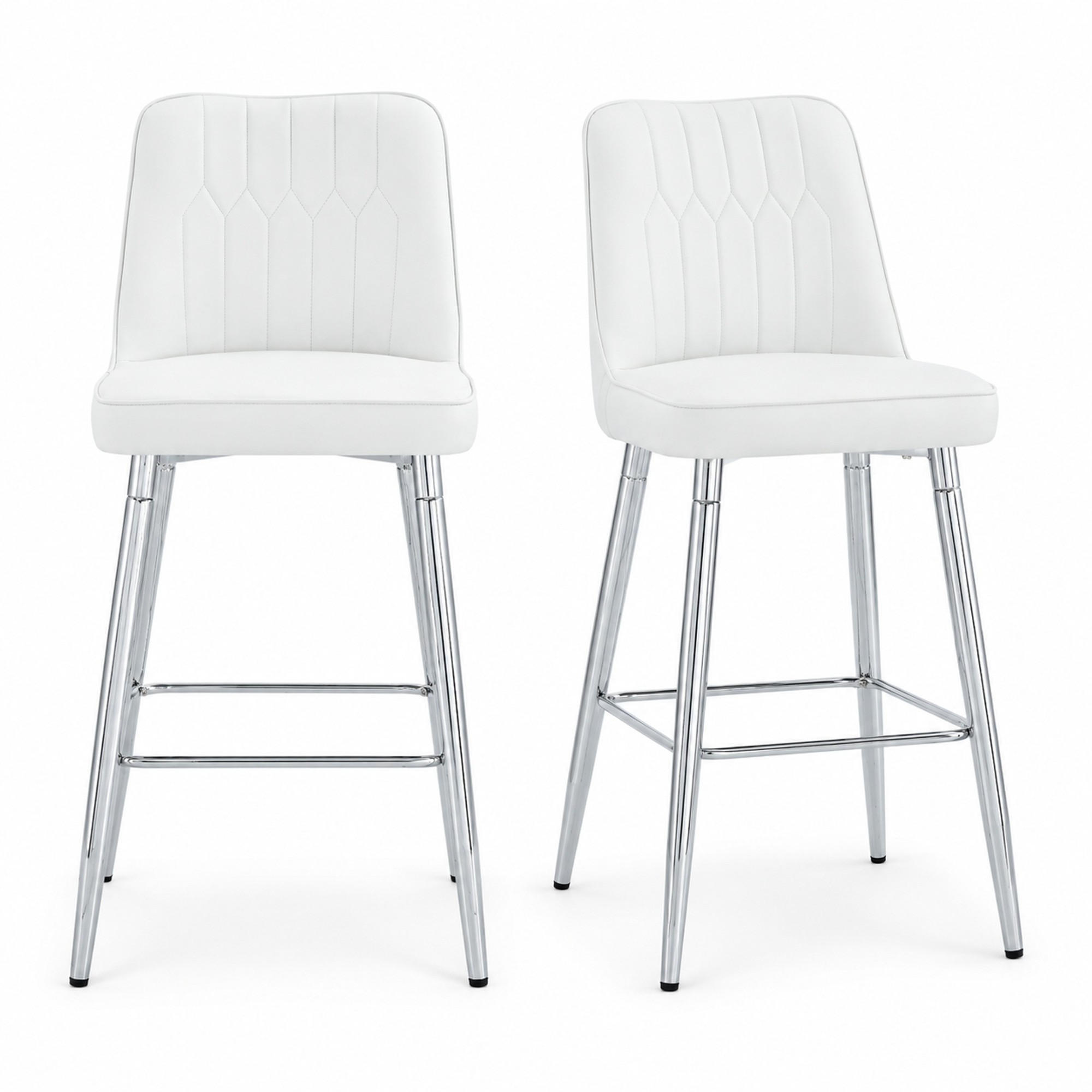 BARHOCKER 2er-Set 100 cm Weiß mit Metallgestell und Fußraste - Weiß, Metall (45/100/42cm) - MIVRAY