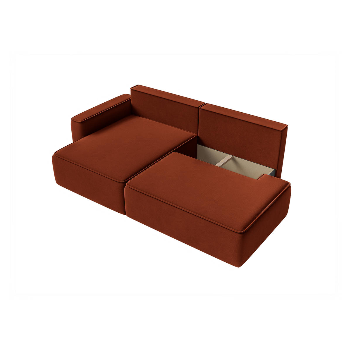 ECKSOFA Sarro mit Schlaffunktion, Rotbraun - Rostfarben, Textil (165/260cm) - Fedve