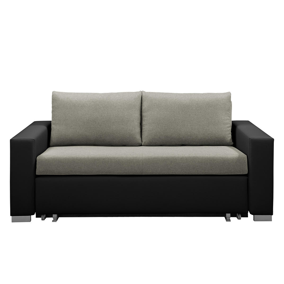 SCHLAFSOFA - Silberfarben/Schwarz, Kunststoff/Textil (193/90/90cm) - home24