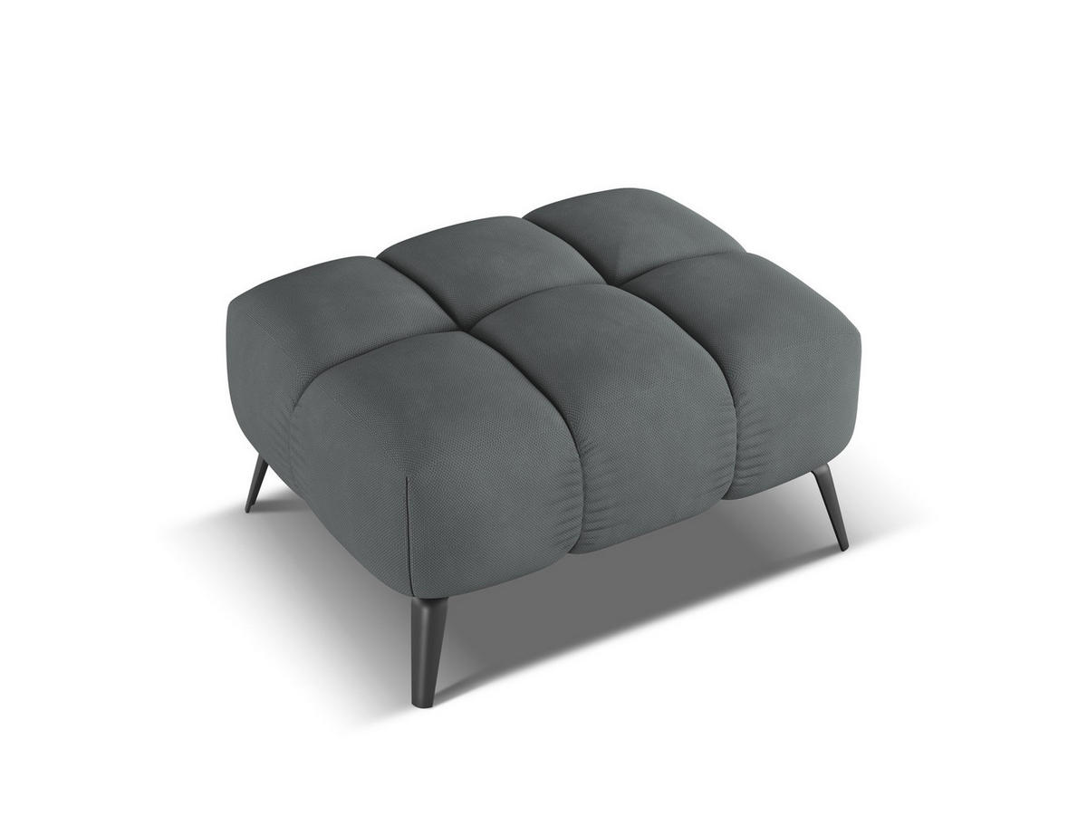 POUF Chenille Stoff Grau - Schwarz/Graphitfarben, Textil/Metall (78/41/60cm) - Makamii
