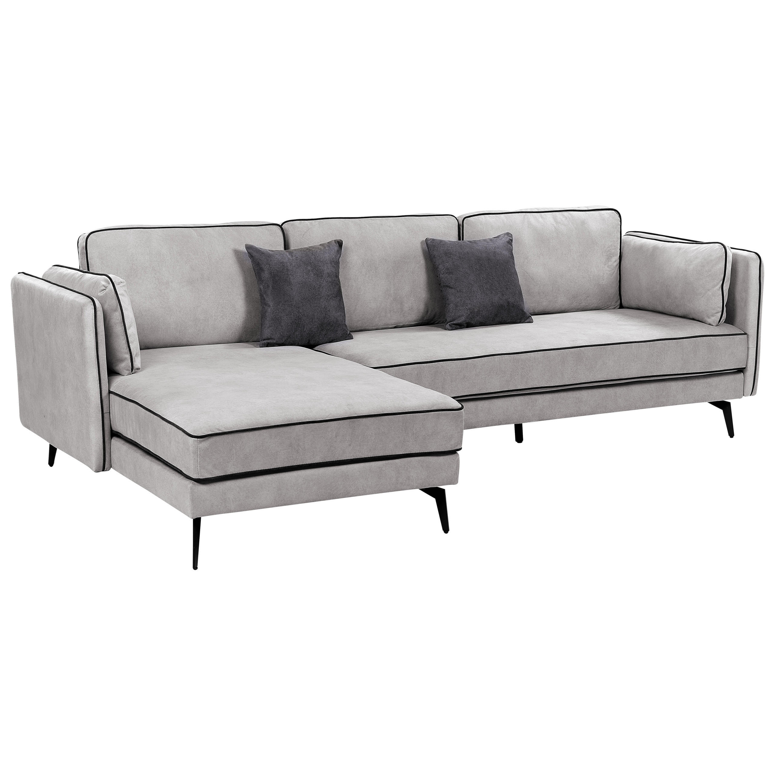 Beliani 3-Sitzer-Ecksofa Hellgrau 268x157 cm