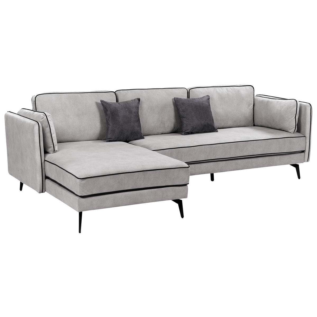 3-SITZER-ECKSOFA Samtstoff Hellgrau Altan - Hellgrau, Textil (268/157cm) - Beliani