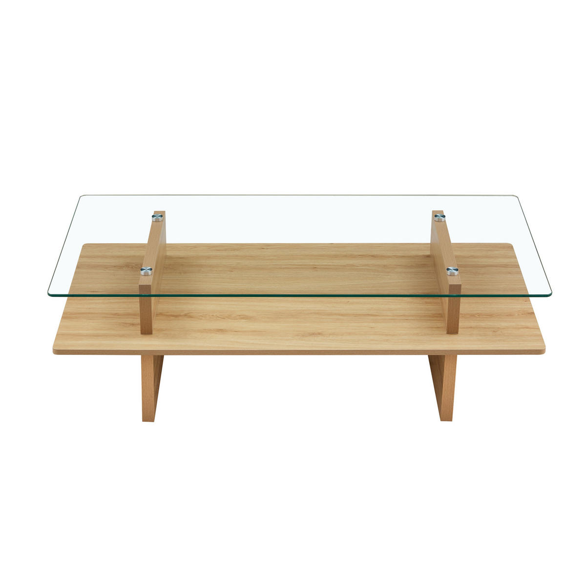 COUCHTISCH 115/55/40 mit Glasplatte, MDF-Ablage und stabilem Rahmen, Holzfarben - Naturfarben, Holzwerkstoff (115/55/40cm) - Redom