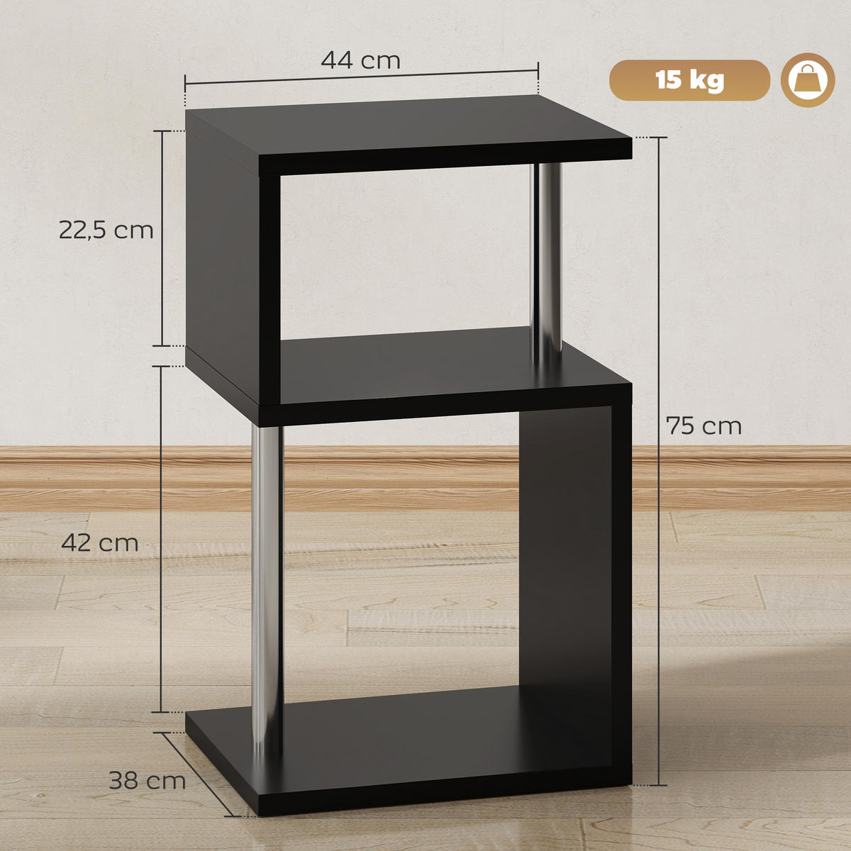BEISTELLTISCH Schwarz 1 Stück - Schwarz, Kunststoff (44/38/75cm) - GiPP