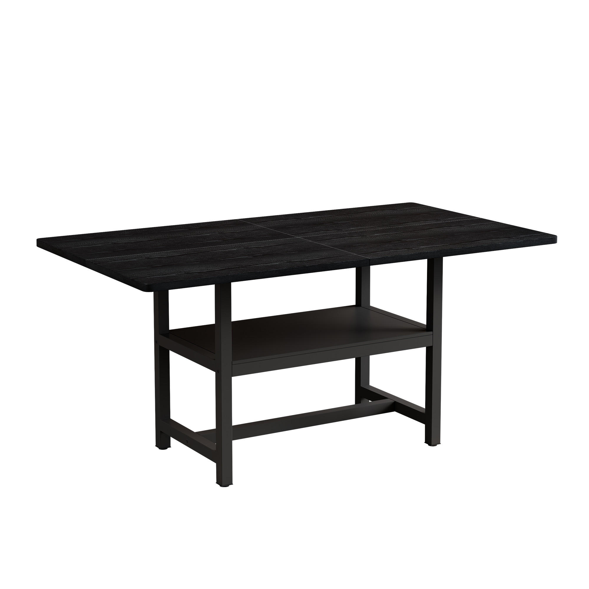 ESSTISCH Schwarz mit multifunktionalem Ablagefach 160/90/76 cm - Schwarz, Holz (90/160/76cm) - Oxeza