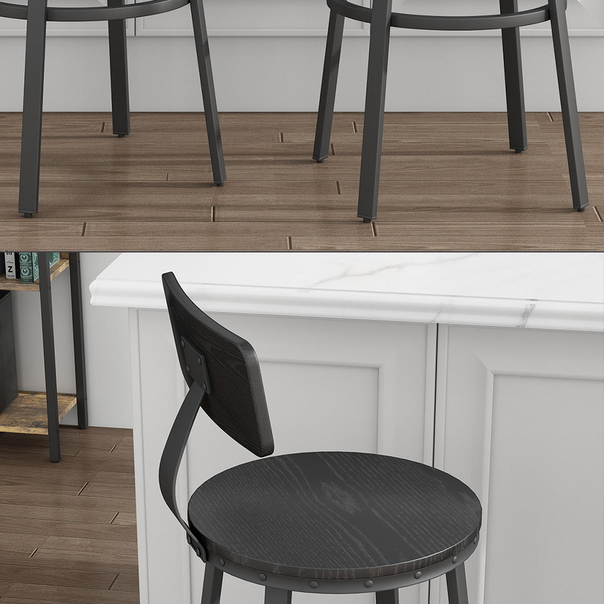 BARHOCKER Caracas Schwarz 34 x 102 cm 2er Set - Schwarz, Holzwerkstoff (34/102/55cm) - Vicco