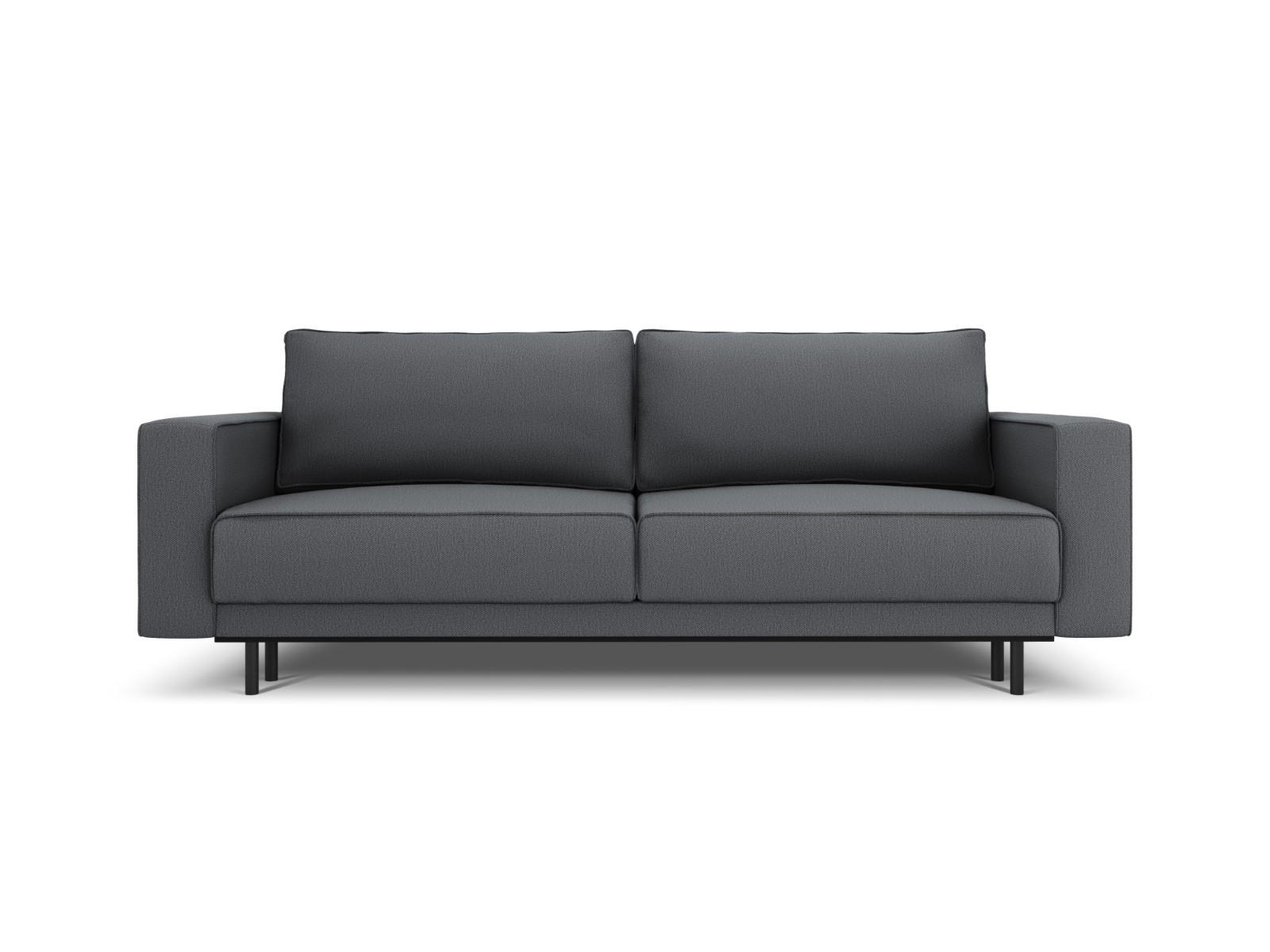 AUSKLAPPBARES-SOFA mit Bettkasten Caro aus strukturiertem Stoff dunkelgrau 3 Sitzplätze - Dunkelgrau, Textil (97/93/236cm) - Micadoni