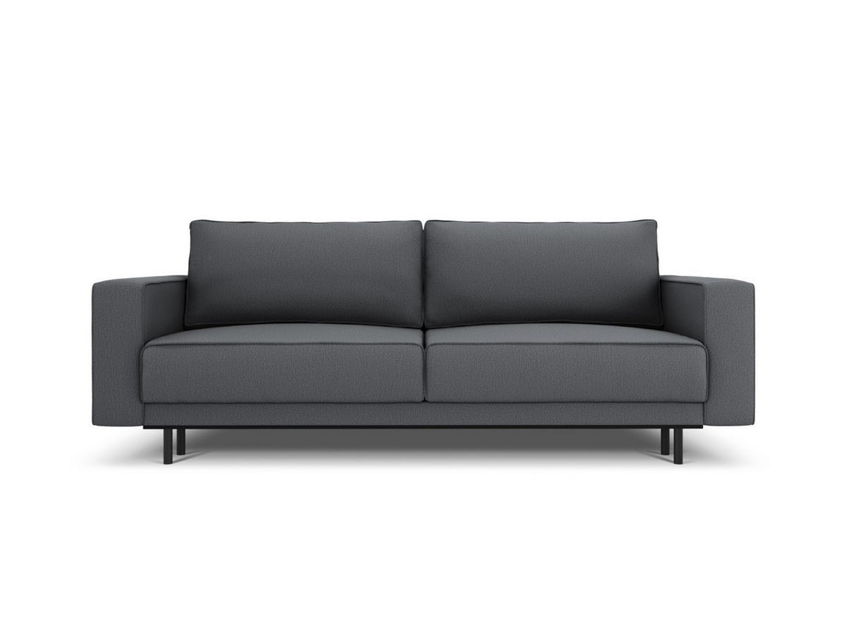 AUSKLAPPBARES-SOFA mit Bettkasten Caro aus strukturiertem Stoff dunkelgrau 3 Sitzplätze - Dunkelgrau, Textil (97/93/236cm) - Micadoni