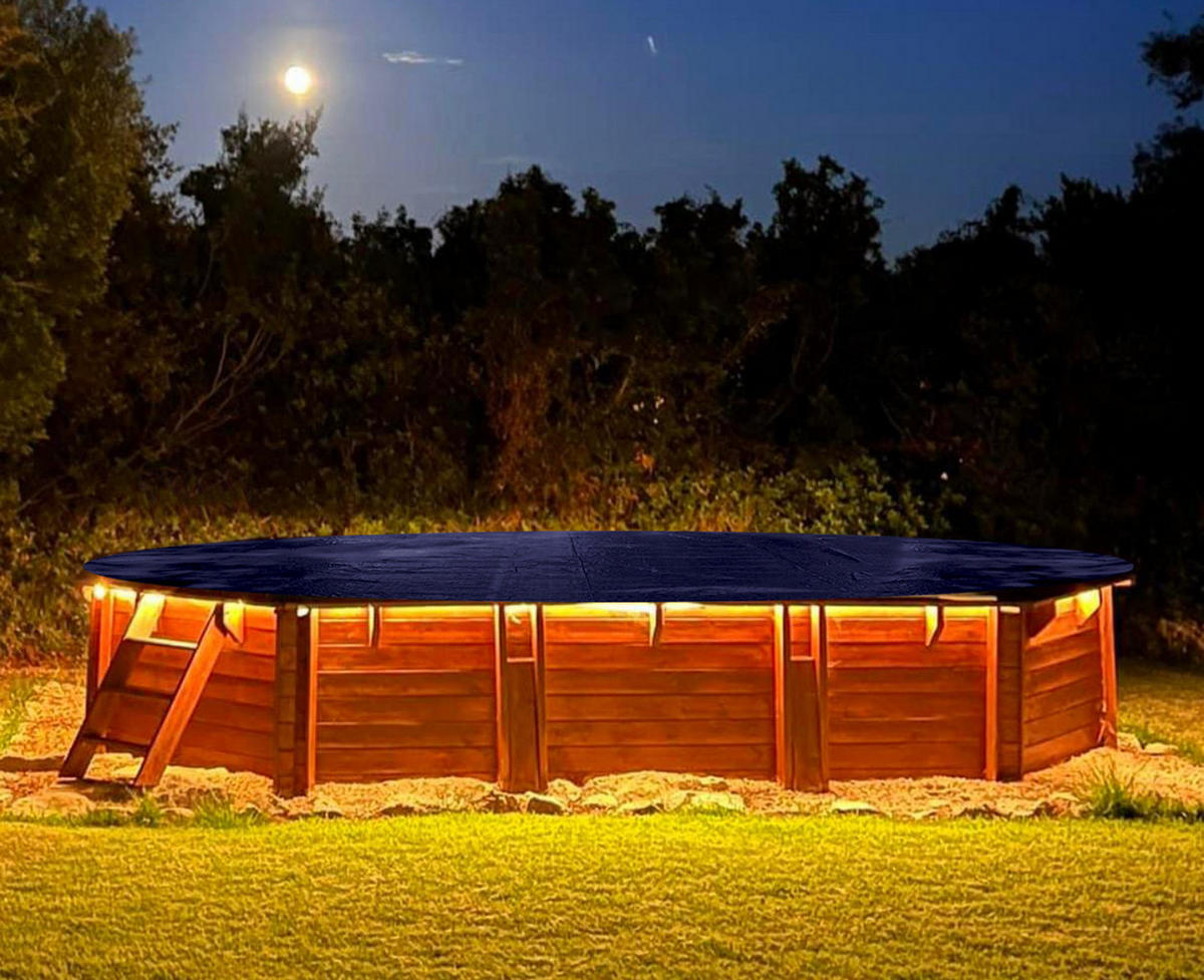 POOLABDECKUNG Oval Planenmaß 700/440 cm für Pool 625/360 cm Solar Schwarz - Schwarz, Kunststoff (440/700cm) - QUICK STAR