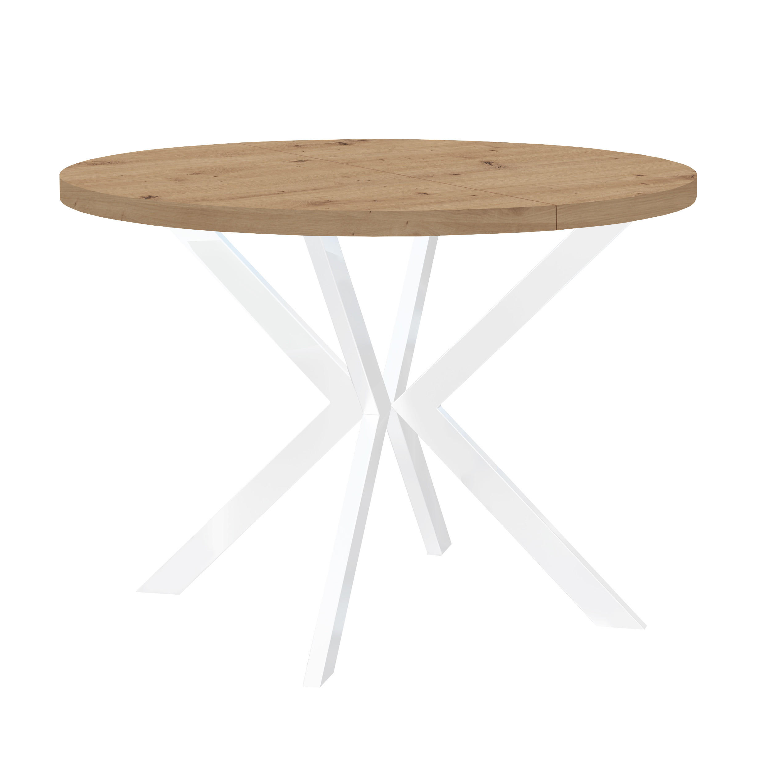 ESSTISCH ENDIK, Durchmesser: 100 / 200 cm, Farbe: Eiche Artisan / Weiß - Eiche Artisan/Weiß, Holz (200/100/77cm) - Dekori_Interiors