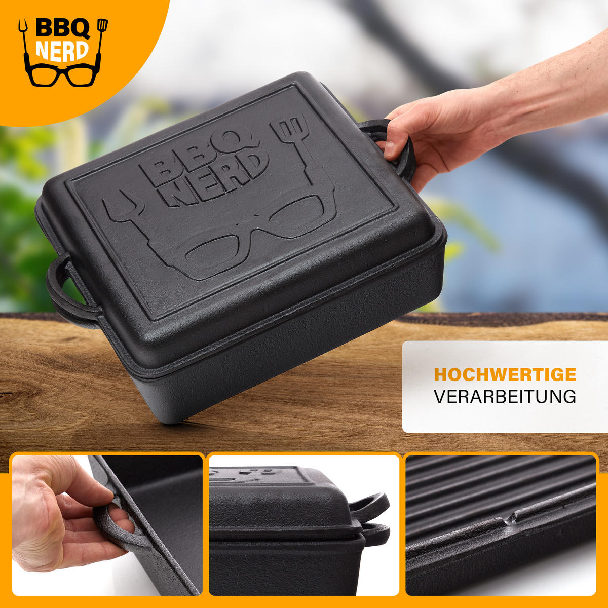 DUTCH-OVEN Gusseisen 10,8L - Feuertopf Gusstopf Grilltopf - Schwarz, Metall (32/13/41cm) - BBQ Nerd
