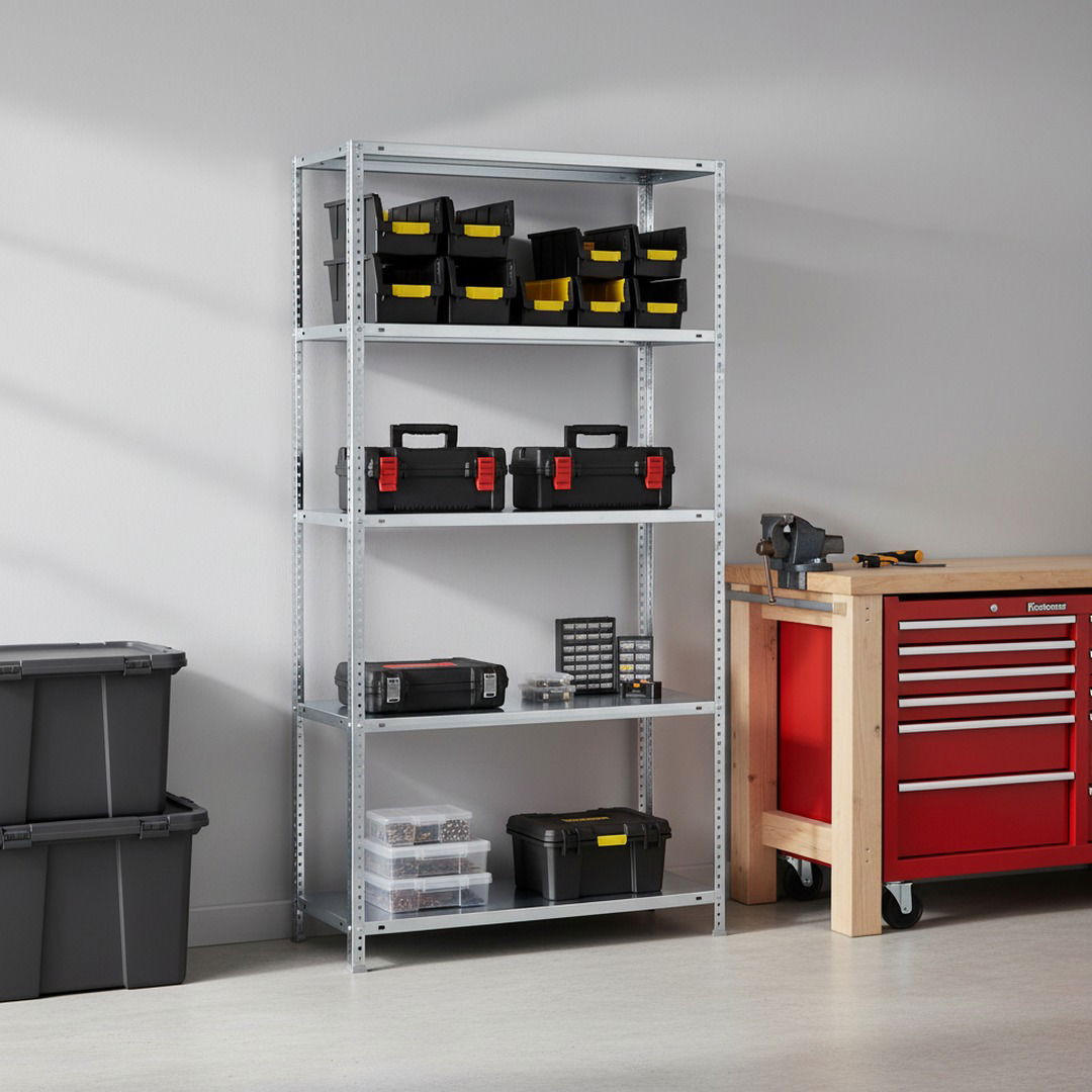 SCHRAUBREGAL PANDA TALL | HxBxT 200x110x40cm | 5 Fachböden | Fachlast 75kg | Verzinkt - Silberfarben, Metall (110/200/40cm) - PROREGAL