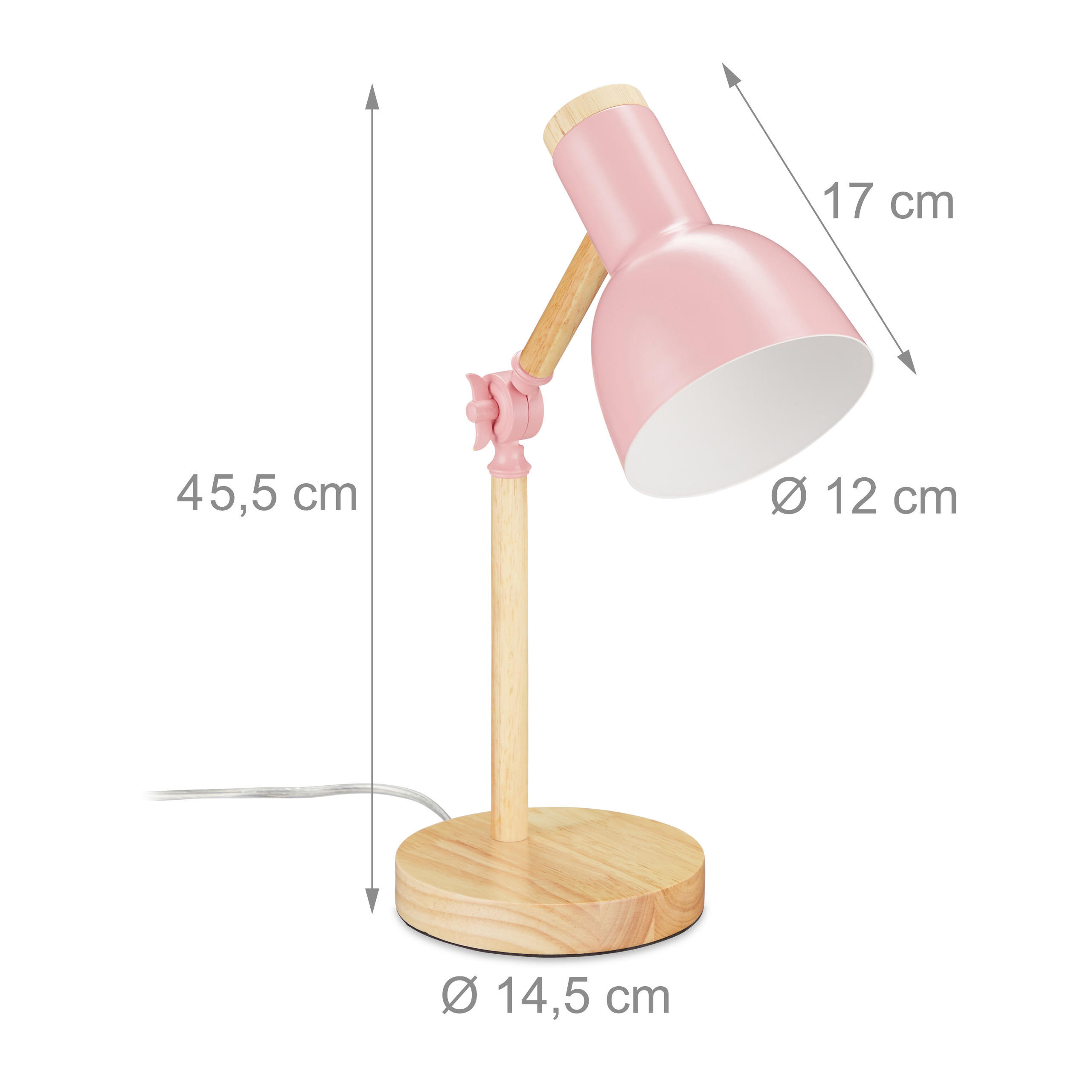 Thumbnail - Relaxdays Schreibtischlampe, Mehrfarbig, Holz, Metall, Kunststoff, 14.5x45.5x14.5 cm, Lampen & Leuchten, Innenbeleuchtun...